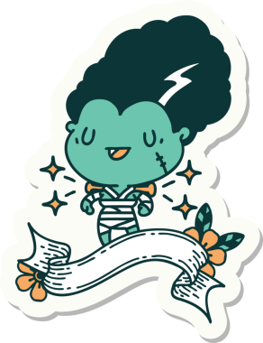 Bir insan tarafından çizilmiş dövme stili zombi gelin karakteri.