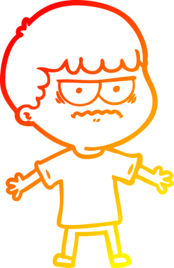 Bir insan tarafından çizilmiş kızgın bir adamın sıcak çizgi çizimi.