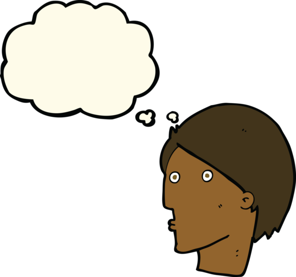 Bir insan tarafından çizilmiş düşünce baloncuğu ile karikatür şaşırmış yüzü