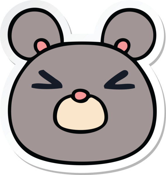 Bir insan tarafından çizilmiş garip bir fare suratının çıkartması.