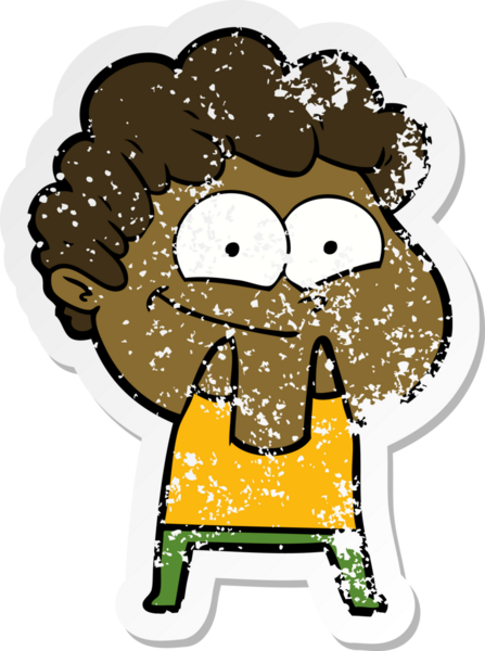 Bir insan tarafından çizilmiş mutlu bir adamın sıkıntılı çıkartması.