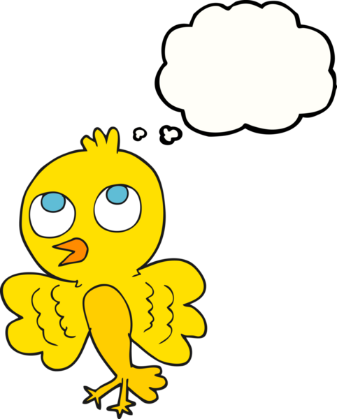 Bir insan tarafından çizilmiş serbest çizim balon karikatür kuşu.