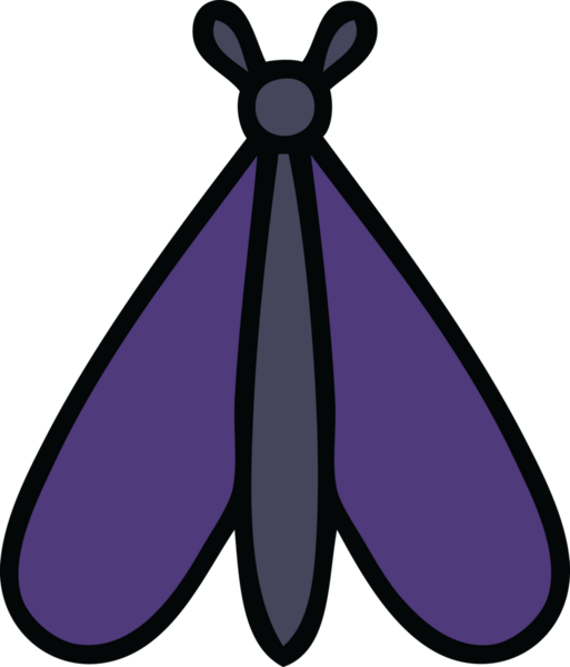 Bir insan tarafından çizilmiş sevimli bir güve böceği çizgi filmi.