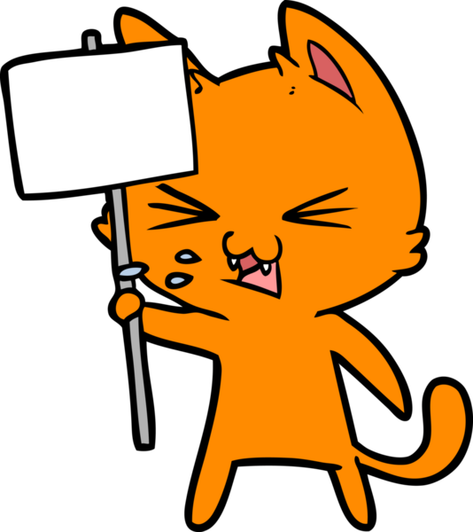 Bir insan tarafından çizilen karikatür kedisi