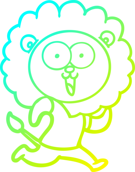 Bir insan tarafından çizilmiş mutlu çizgi film aslanı çizimi.