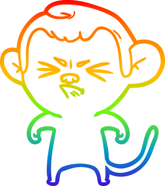 Gökkuşağı gradyan çizgi çizimi bir insan tarafından çizilmiş sinir bozucu bir maymun