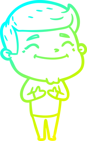 Bir insan tarafından çizilmiş mutlu bir çizgi film karakteri çizimi.