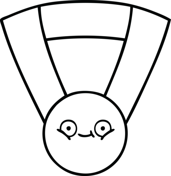 Bir insan tarafından çizilmiş altın madalyanın çizgi çizimi.