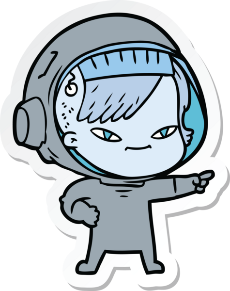 Bir insan tarafından çizilmiş astronot bir kadının çıkartması.