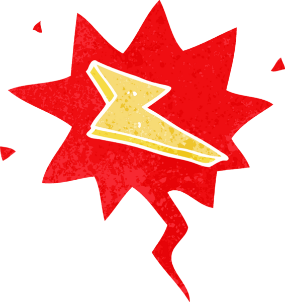 grunge 'da konuşma baloncuğu olan karikatür yıldırımı bir insan tarafından çizilmiş rahatsız edici retro stil.