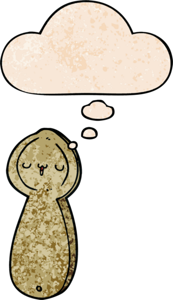 Bir insan tarafından çizilmiş grunge desenli düşünce baloncuklu çizgi film kaşığı.