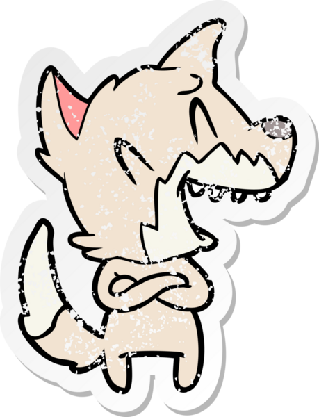 Bir insan tarafından çizilmiş gülen tilki çizgi filminin sıkıntılı çıkartması.