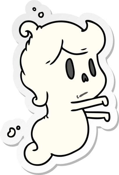 Bir insan tarafından çizilmiş sevimli bir kawai hayaletinin karikatür çizimi.