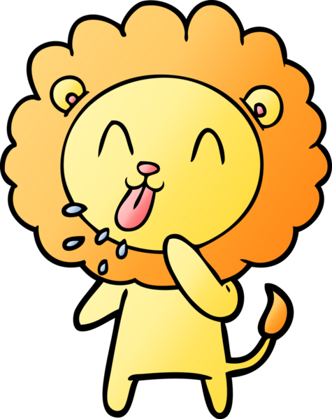 Bir insan tarafından çizilmiş mutlu çizgi film aslanı.