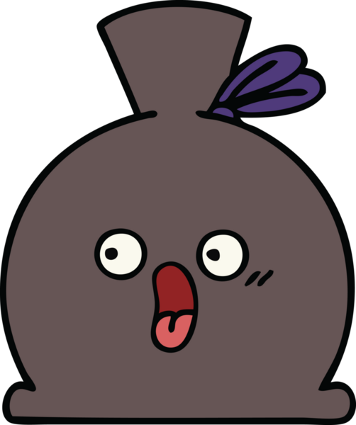 Bir insan tarafından çizilmiş şirin bir çuval karikatürü