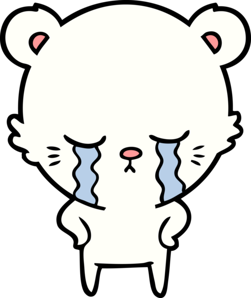 Bir insan tarafından çizilmiş üzgün küçük kutup ayısı çizgi filmi.