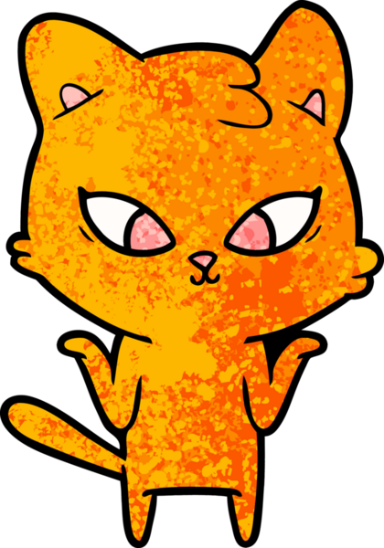 Bir insan tarafından çizilmiş sevimli çizgi film kedisi.