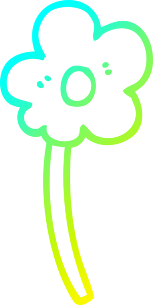 Bir insanın çizdiği karikatür çiçeğinin soğuk gradyan çizgisi.