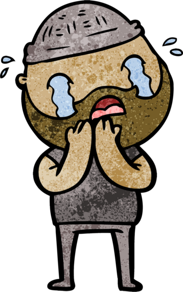 Çizgi film sakallı adam bir insan tarafından çizilmiş ağlıyor.