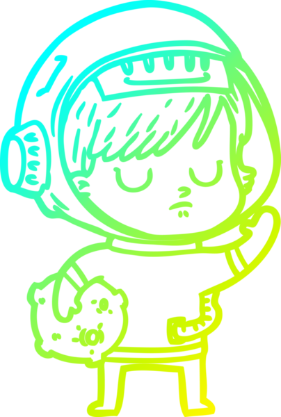 Bir insan tarafından çizilmiş soğuk gradyan çizgili astronot kadın çizimi.