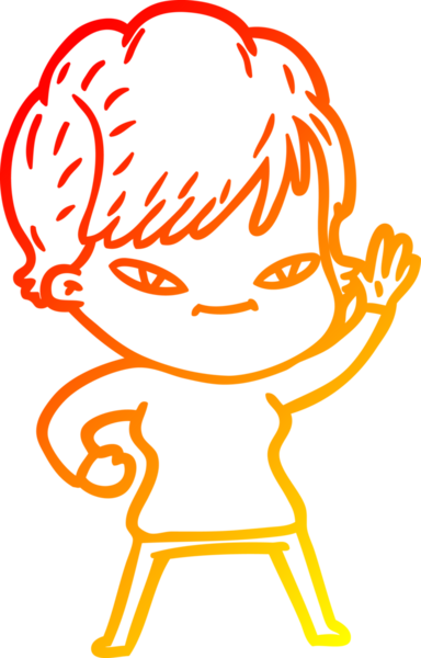 Bir insan tarafından çizilmiş mutlu bir kadının çizgi çizimi.