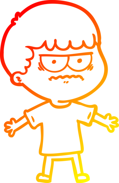 Bir insan tarafından çizilmiş kızgın bir adamın sıcak çizgi çizimi.