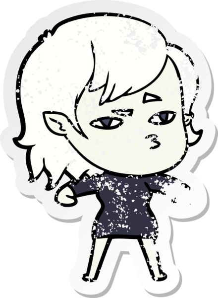 Bir insan tarafından çizilmiş vampir bir kızın sıkıntılı çıkartması.