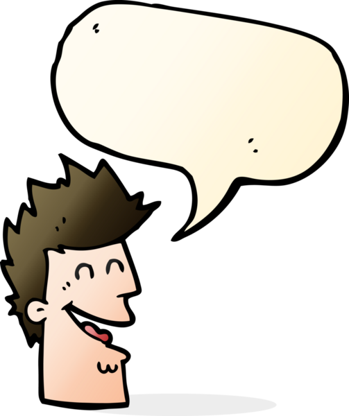 Bir insan tarafından çizilmiş konuşma balonlu mutlu adam çizgi filmi.