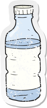 Bir insan tarafından çizilmiş karikatür su şişesinin gerilimli yapıştırması.