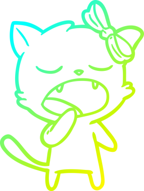 Bir insan tarafından çizilen esneyen bir çizgi filmin soğuk gradyan çizimi