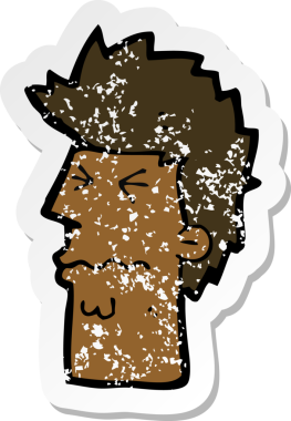 Bir insan tarafından çizilmiş gerilimli bir karikatürün gerilmiş yüzü.