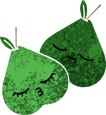 Bir insan tarafından çizilmiş armutun retro çizim tarzı karikatürü