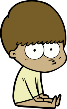 Bir insan tarafından çizilmiş tuhaf çizgi film çocuğu.