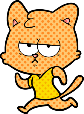 Bir insan tarafından çizilmiş sıkıcı çizgi film kedisi.