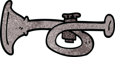 Bir insan tarafından çizilmiş karalama metal trompet.