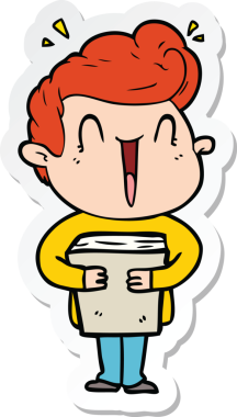 Bir insan tarafından çizilmiş heyecanlı bir adamın çıkartması.