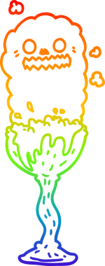 Gökkuşağı gradyan çizgi çizimi Bir insan tarafından çizilmiş ürkütücü cadılar bayramı iksiri kabı