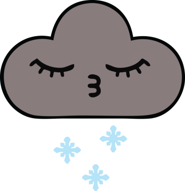 Bir insan tarafından çizilmiş kar bulutunun sevimli karikatürü.