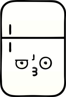 Bir insan tarafından çizilmiş bir buzdolabının gölgelenmiş karikatürü.