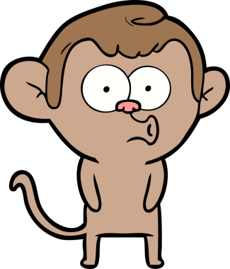 Bir insan tarafından çizilmiş korna çalan maymun.