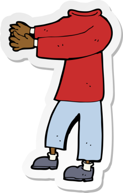 Bir insan tarafından çizilmiş başsız bir vücudun çıkartması.