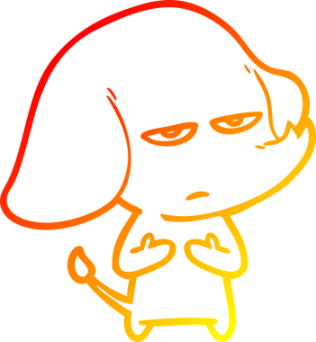 Bir insan tarafından çizilmiş kızgın bir fil çizimi.