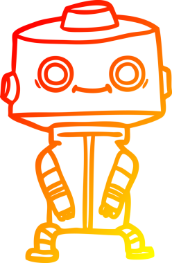 Bir insan tarafından çizilen çizgi film robotunun sıcak çizgi çizimi