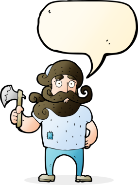 Bir insan tarafından çizilmiş baltalı bir oduncu.