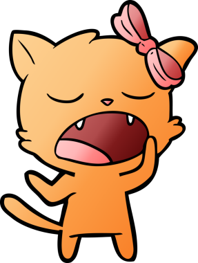 Bir insan tarafından çizilmiş esneyen kedi çizgi filmi.