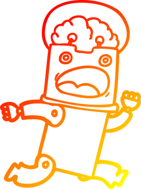 Bir insan tarafından çizilen çizgi film robotunun sıcak çizgi çizimi