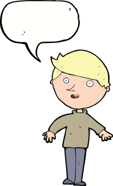 Bir insan tarafından çizilmiş konuşma balonlu mutlu adam çizgi filmi.