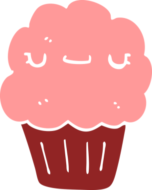 Bir insan tarafından çizilmiş düz renkli çizgi film keki.