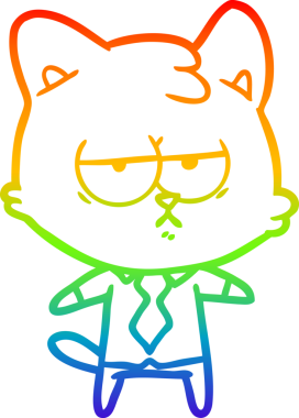 gökkuşağı gradyan çizimi bir insan tarafından çizilmiş sıkılmış çizgi film kedisi