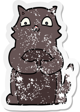 Bir insan tarafından çizilmiş karikatür bir kedinin sıkıntılı çıkartması.